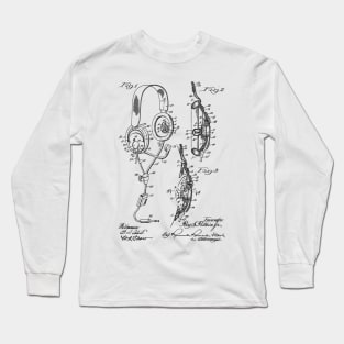 Headphone Vintage Patent Hand Drawing Long Sleeve T-Shirt